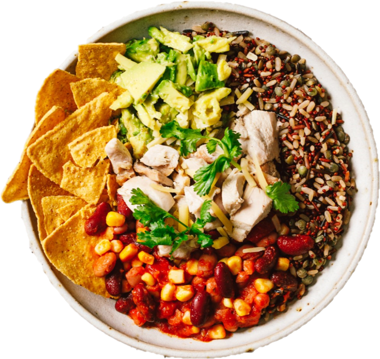 Birds eye view of a mighty mexican hot power bowl