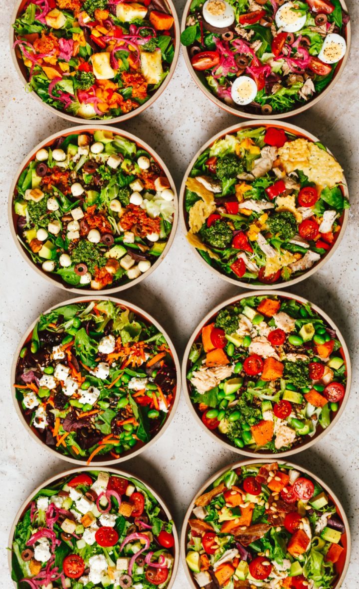 A birds eye view of 8 delicious looking sexy salads